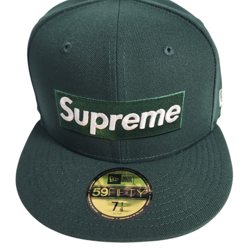 Supreme MLB Teams Box Logo New Era 59FIFTY Hat Dark Green Oakland A's 7 1/4